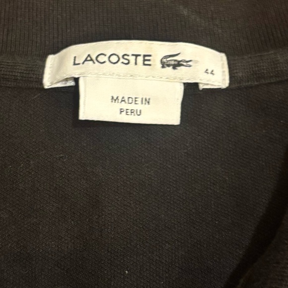 Lacoste Black Pique Polo Dress Signature Croc Logo Womens 44/Large - Picture 3 of 6